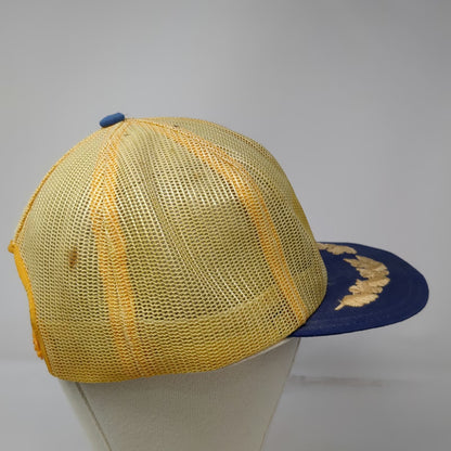 Louisville Mfg Co Trucker Hat Yellow Blue OSFM Scrambled Eggs Oak Leaf Vintage