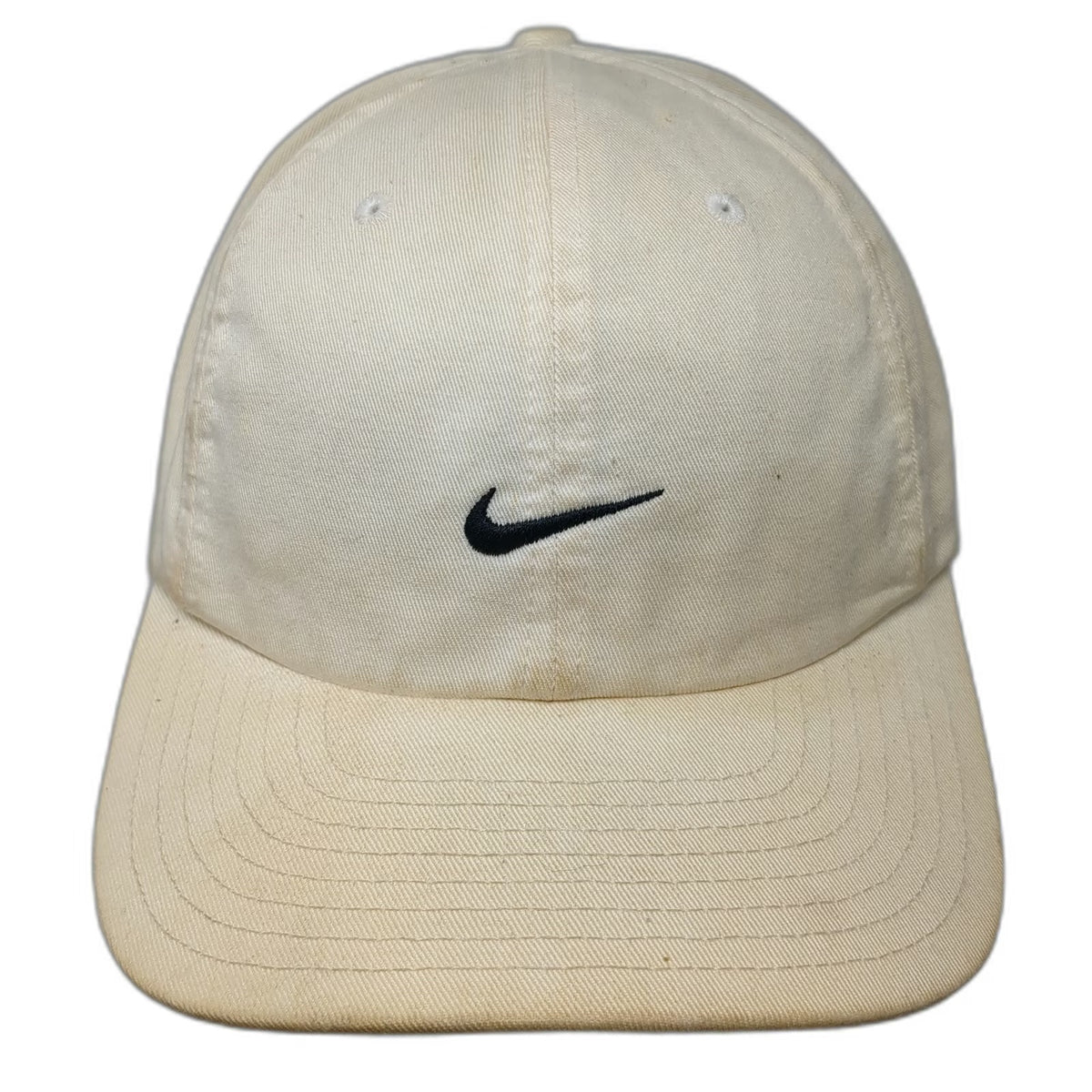 Nike Baseball Cap Beige Vintage Embroidered Swoosh Logo Slideback Cotton Hat