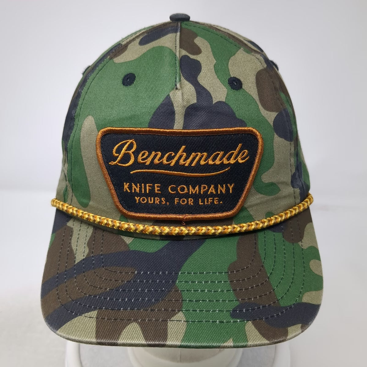 Benchmade 5 Panel Green Camo Hat One Size Snapback Rope Patch Knife Company