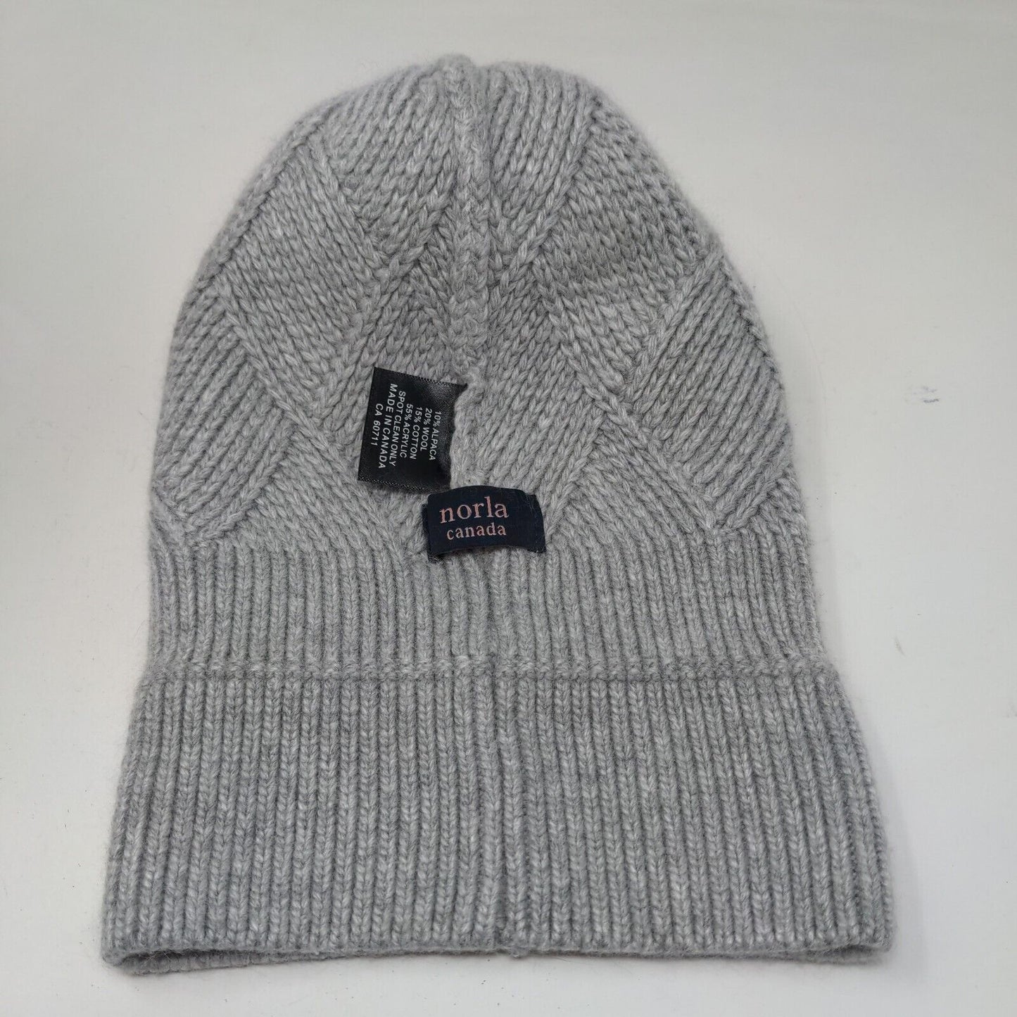 Norla Canada Women's Knit Beanie Hat Cap Gray Pom Pom Alpaca Acrylic Blend