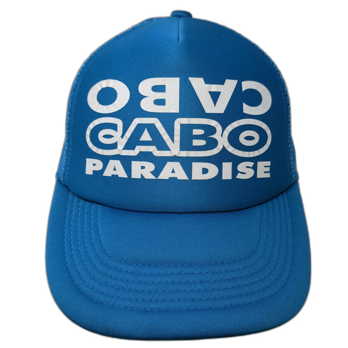 Cabo Paradise Blue Trucker Hat One Size Mesh Back Snapback Graphic Foam Crown