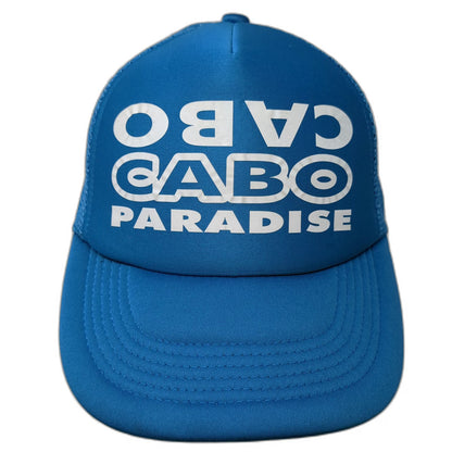 Cabo Paradise Blue Trucker Hat One Size Mesh Back Snapback Graphic Foam Crown
