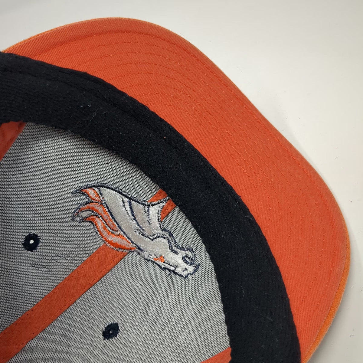 NFL Team Apparel Denver Broncos Baseball Cap Blue Orange XL Fitted Stretch Hat