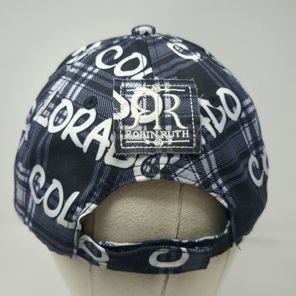 Robin Ruth 5 Panel Blue White Colorado Allover Print Plaid One Size Logo Hat