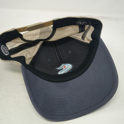 Seattle Kraken NHL '47 Trucker Hat Blue Beige One Size Snapback Mesh Logo Crown