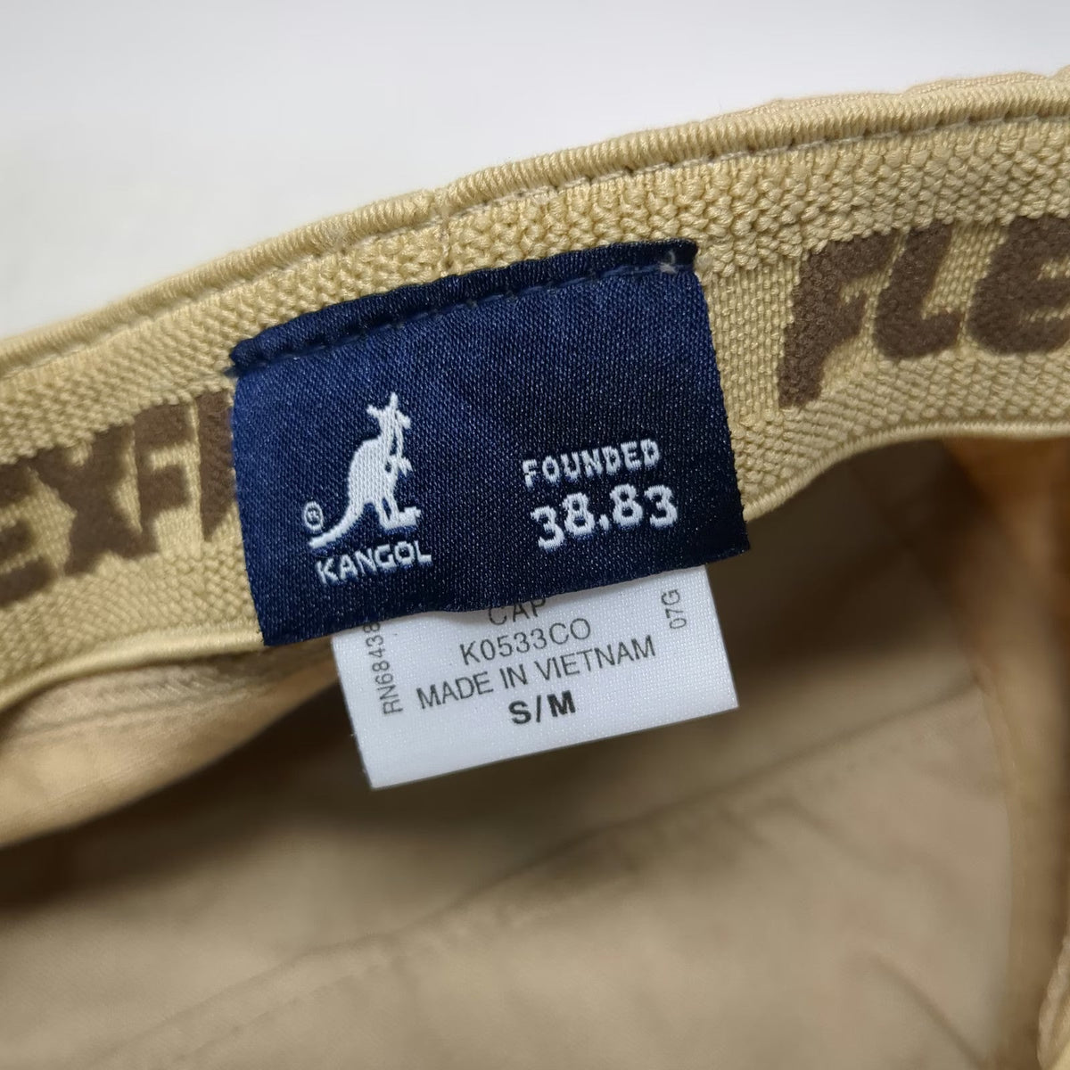 Kangol Army Cap Beige S/M Flexfit Embroidered Logo Cotton Military Cadet Hat