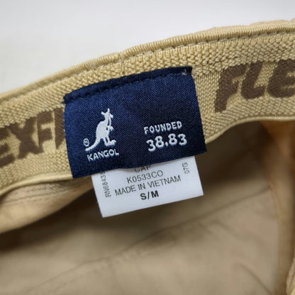 Kangol Army Cap Beige S/M Flexfit Embroidered Logo Cotton Military Cadet Hat