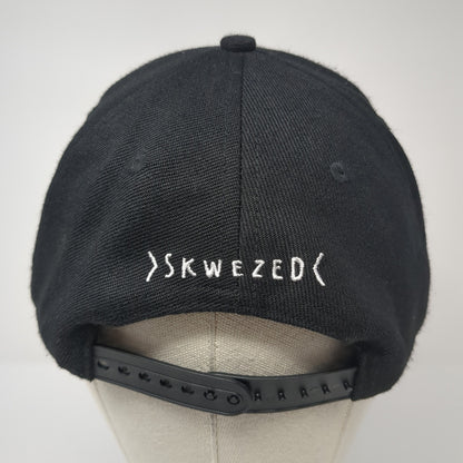 Skwezed Snapback Hat Black One Size Adjustable Embroidered 6 Panel