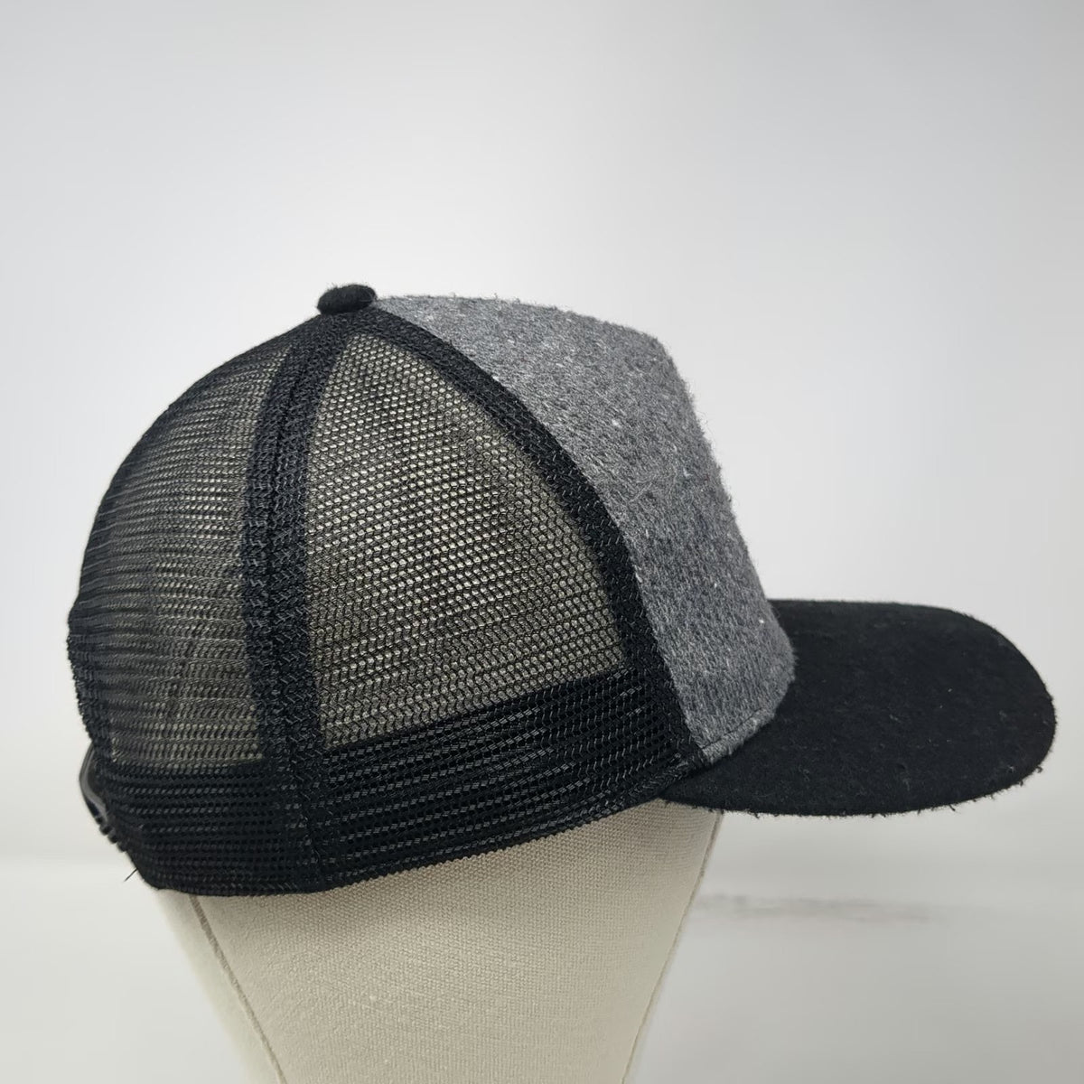 Pistil Trucker Hat Black One Size Floral Embroidery Wool Blend Mesh Snapback