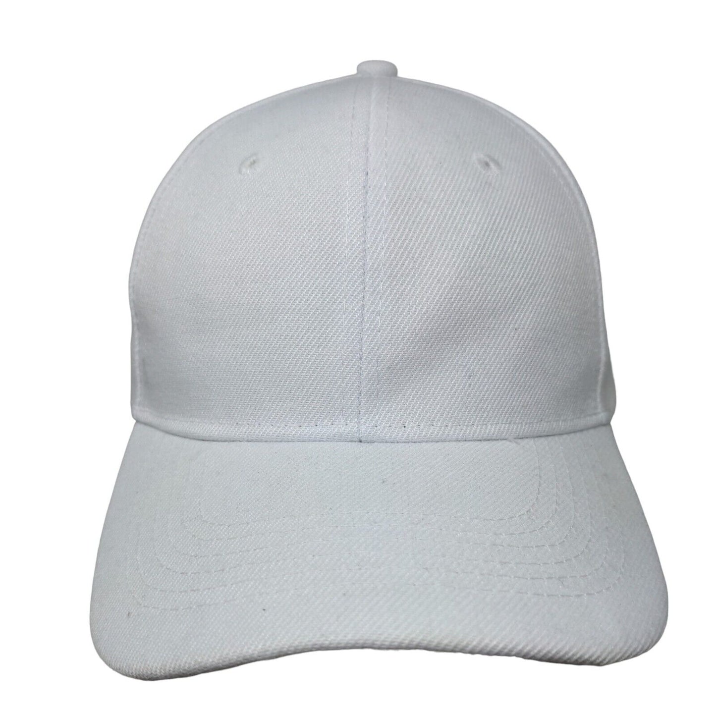 Unbranded Strapback Hat White One Size Adjustable Vented Holes 6 Panel Blank