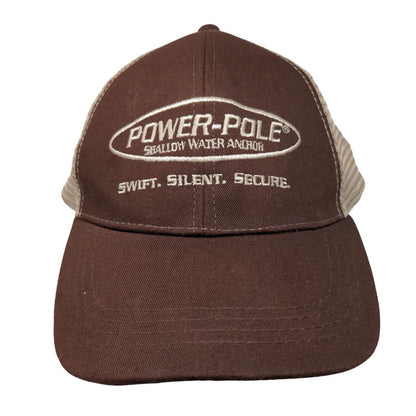 Power-Pole Shallow Water Anchor Swift Silent Secure Trucker Hat Brown OSFA Mesh