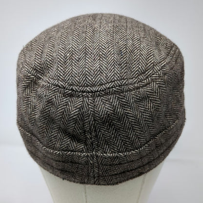 Banana Republic Army Cap Brown S/M Fitted Herringbone Wool Hat Cadet Casual