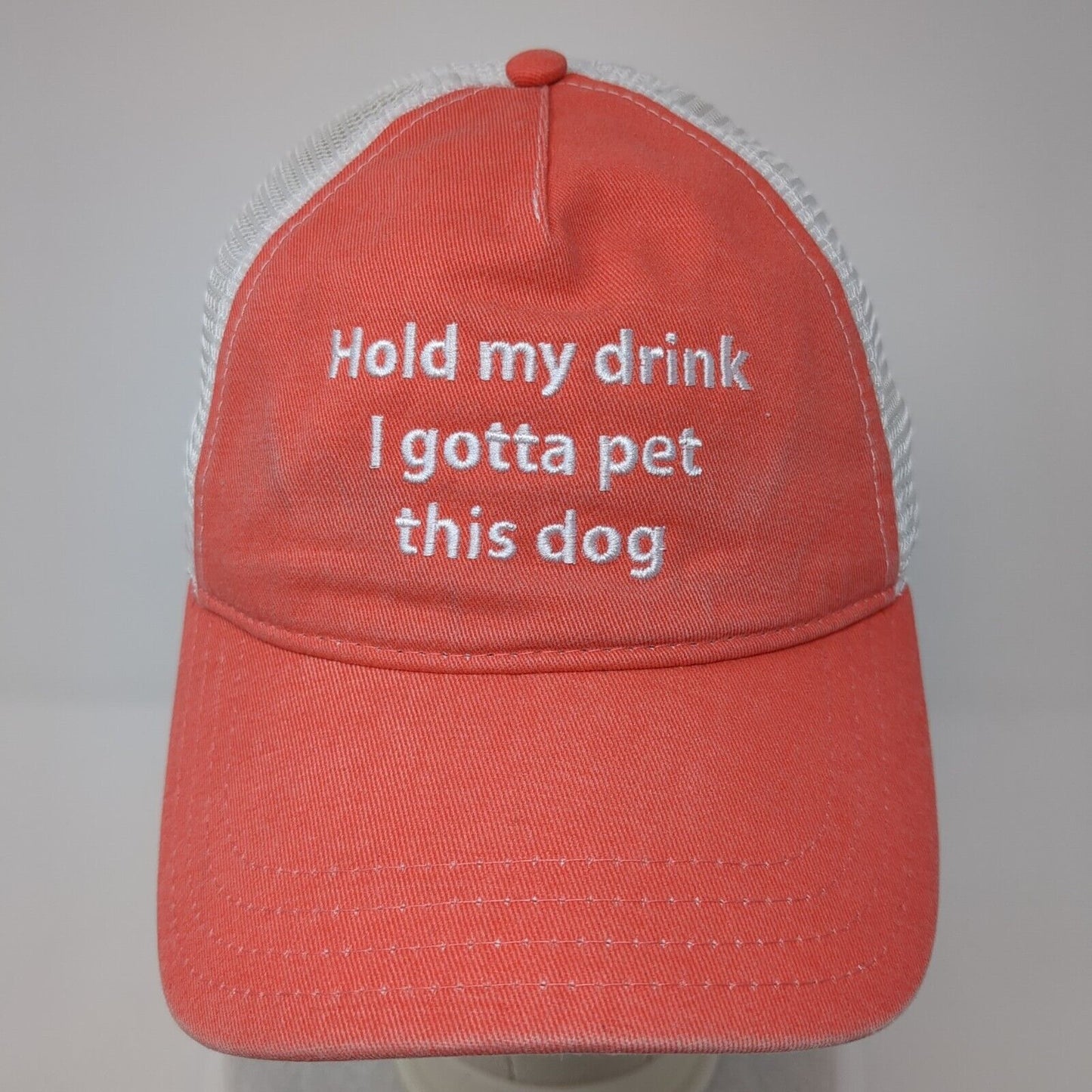 Hold My Drink I Gotta Pet This Dog Trucker Hat Orange One Size CoCo's Monkey