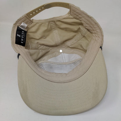 Pine Tree Snapback Hat Tan One Size Adjustable Breathable 6 Panel Rope Emblem