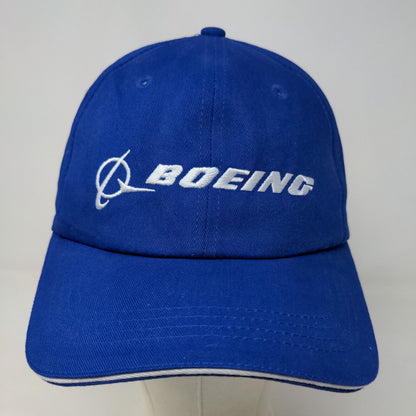 Boeing Men's Slideback Hat Blue Adjustable Embroidered Logo Cotton