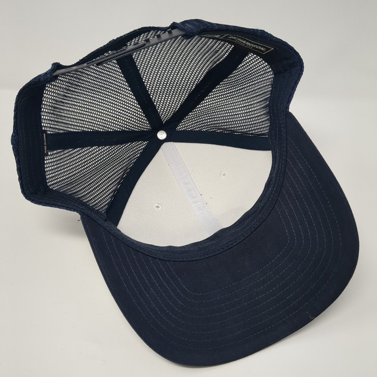 The Club Leather Patch Snapback Trucker Hat Blue One Size Mesh Back
