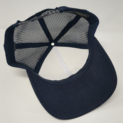 The Club Leather Patch Snapback Trucker Hat Blue One Size Mesh Back