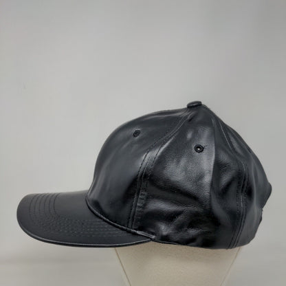 Hatco Snapback Hat Black One Size Adjustable Vegan Leather Solid Blank