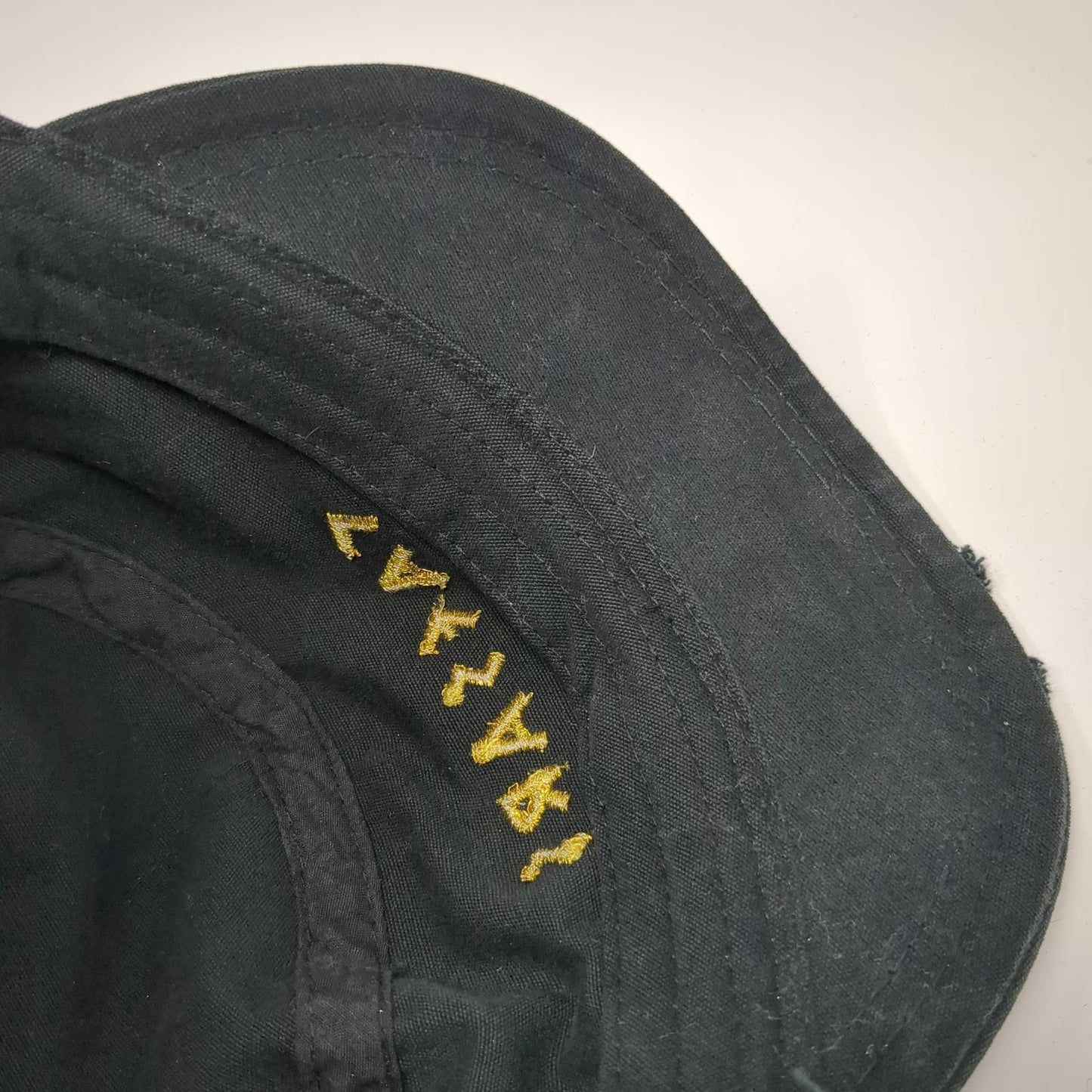 Caesars Black Army Cap One Size Side Zipper Embroidered Strapback Cotton Hat