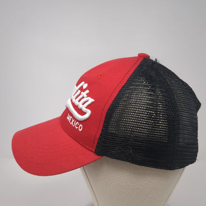 Sayulita Mexico Strapback Trucker Hat Red One Size Mesh Back Adjustable