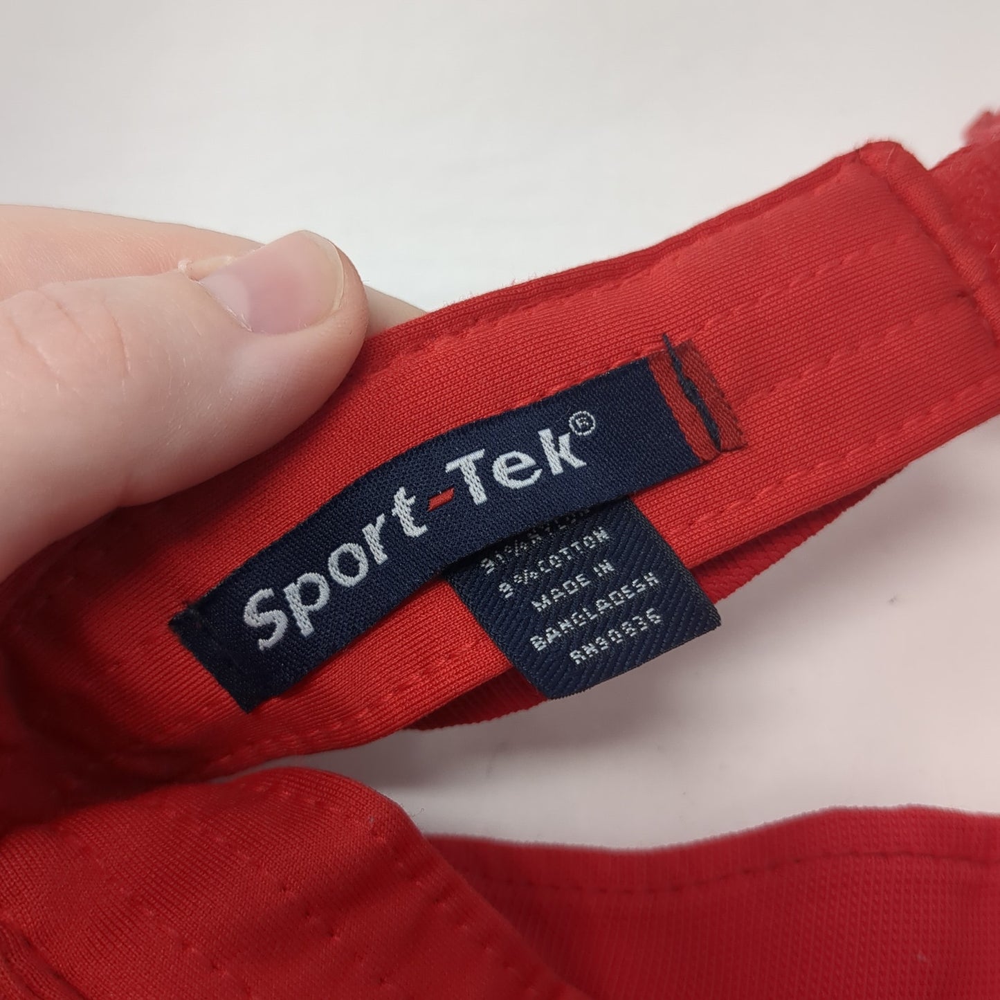 Sport-Tek Strapback Visor Hat Red One Size Adjustable Solid Blank