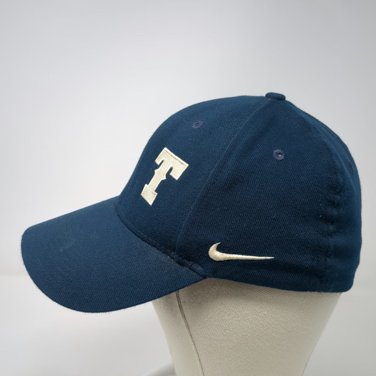 Nike Baseball Cap Blue M Fitted Hat Legacy 91 Stretch Fit Embroidered Letter T