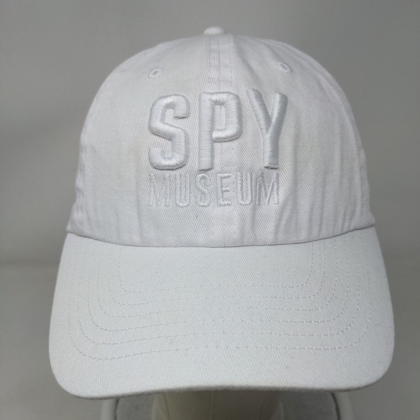 Spy Museum Slideback Hat White One Size Adjustable Embroidered 6 Panel
