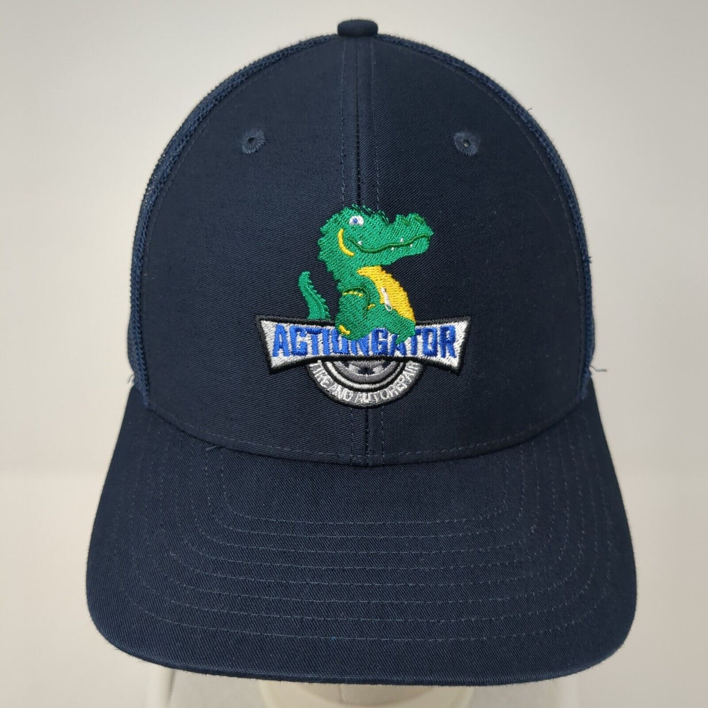 Action Gator Tire And Auto Repair Snapback Trucker Hat Blue One Size