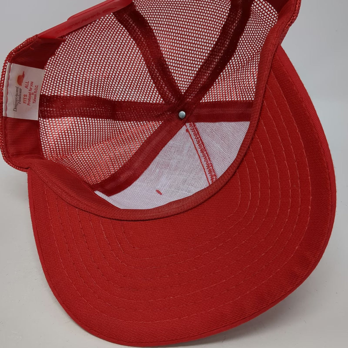 Designer Award Trucker Hat Red OS B&G Equipment Mesh Snapback Patch Vintage
