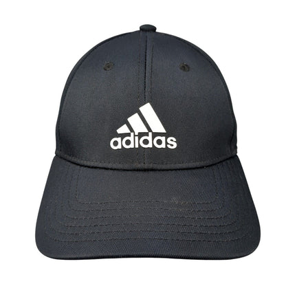Adidas Strapback Hat Black One Size Adjustable 3 Stripes Logo 6 Panel