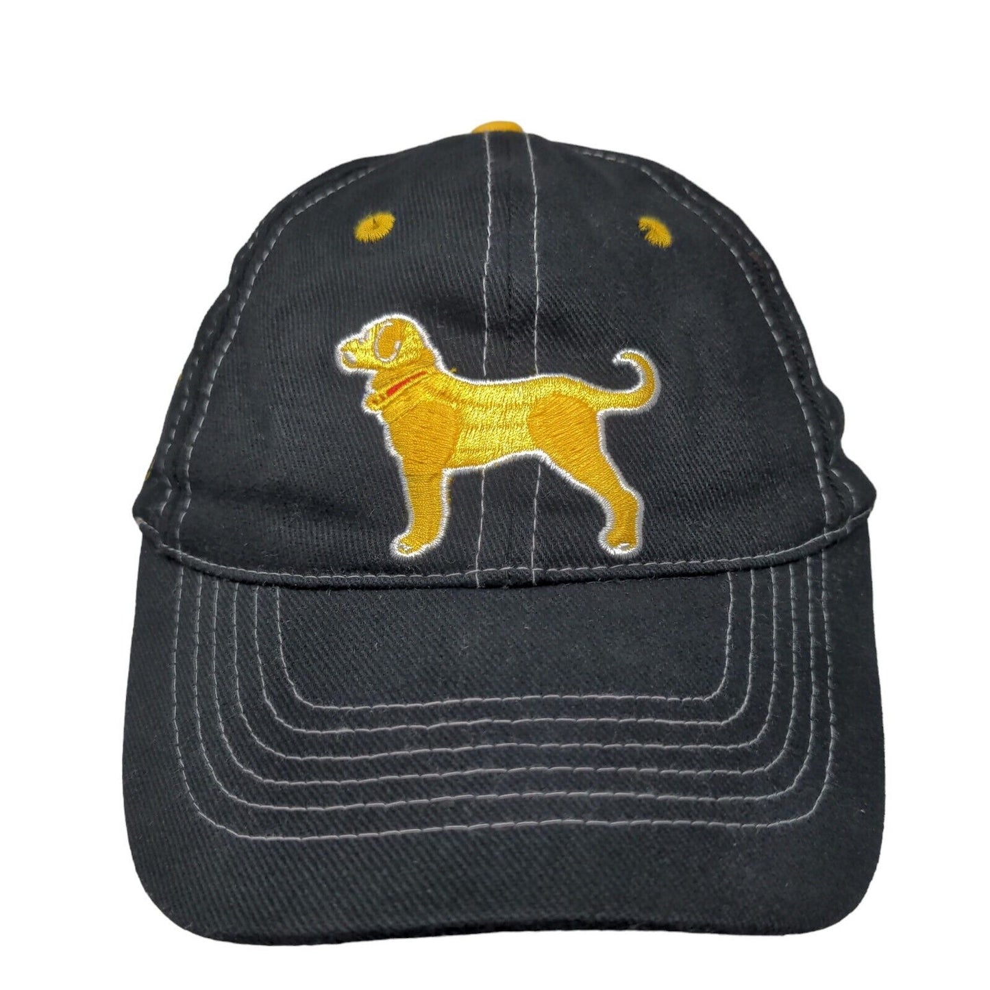 The Black Dog Men's Strapback Hat Black Embroidered Boston Bruins Logo Cotton