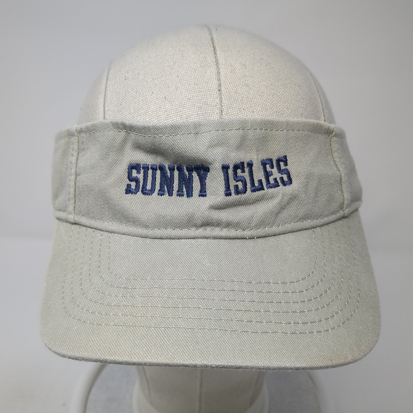 Sunny Isles Sun Visor Hat Beige One Size Adjustable Strap Embroidered Kaufman