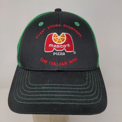 Marco's Pizza Men's Slideback Hat Green Black Adjustable Embroidered Logo Cotton