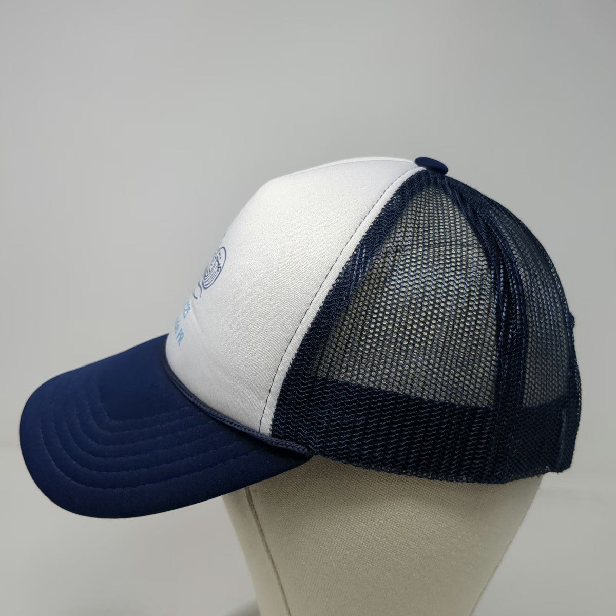 Trucker Hat Blue White One Size Mesh Snapback RC 2025 Rio Grande PR Palm Tree