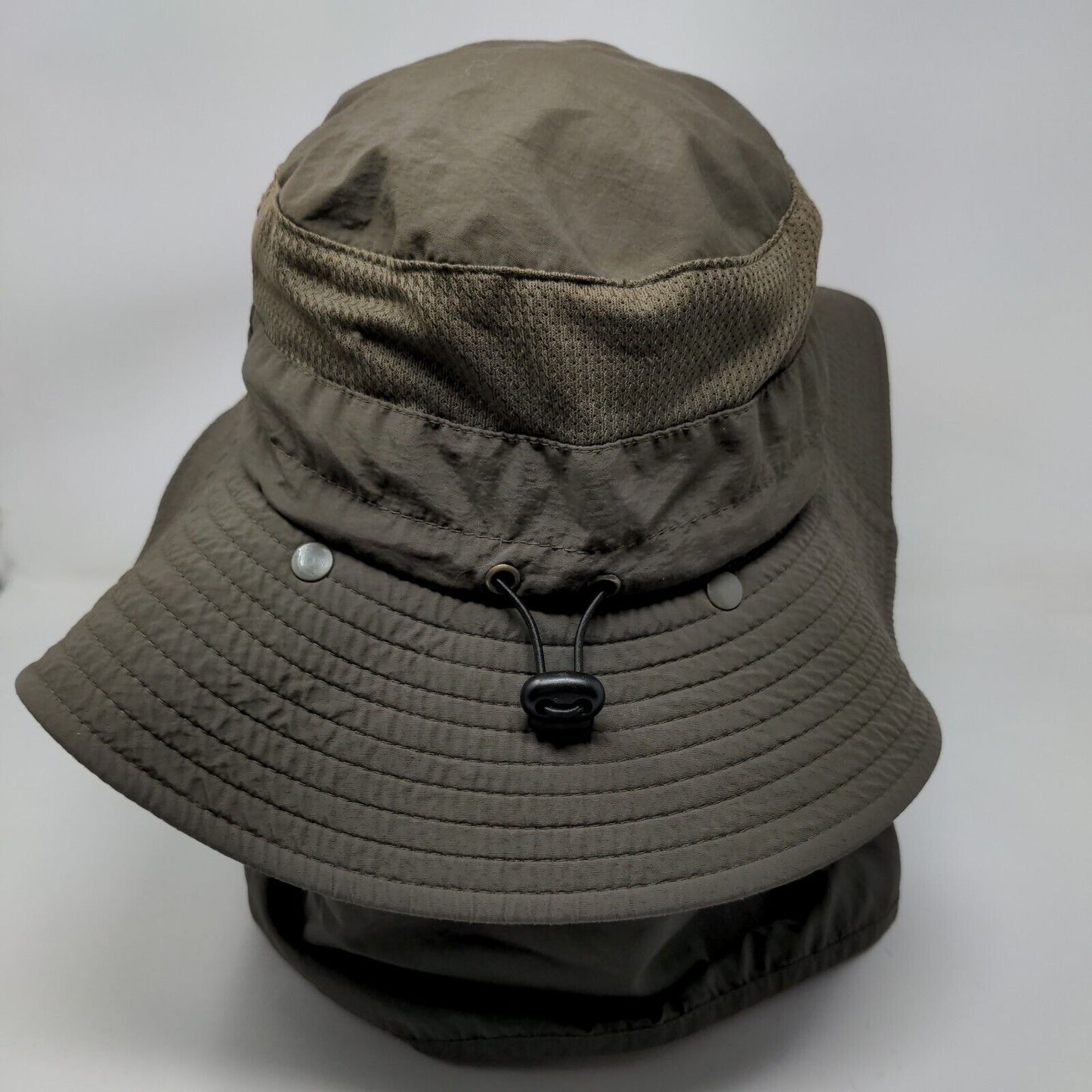 Sport Sun Hat Bucket Hat Green One Size Embroidered Ear Flaps Wide Brim Nylon