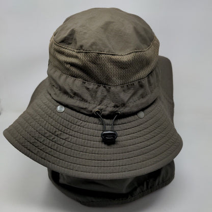 Sport Sun Hat Bucket Hat Green One Size Embroidered Ear Flaps Wide Brim Nylon
