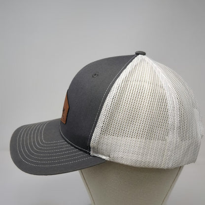 Richardson Trucker Hat Gray One Size Brown Bat Co. Leather Patch Mesh Snapback