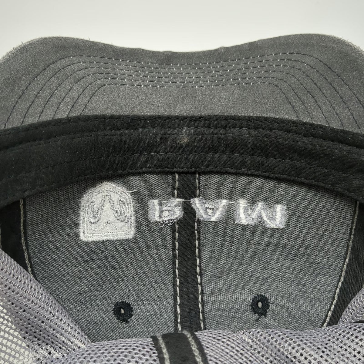 Outdoor Cap Trucker Hat Gray One Size RAM Logo Mesh Snapback Contrast Stitching