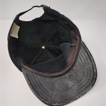 Unbranded Slideback Hat Black One Size Adjustable Genuine Leather Blank