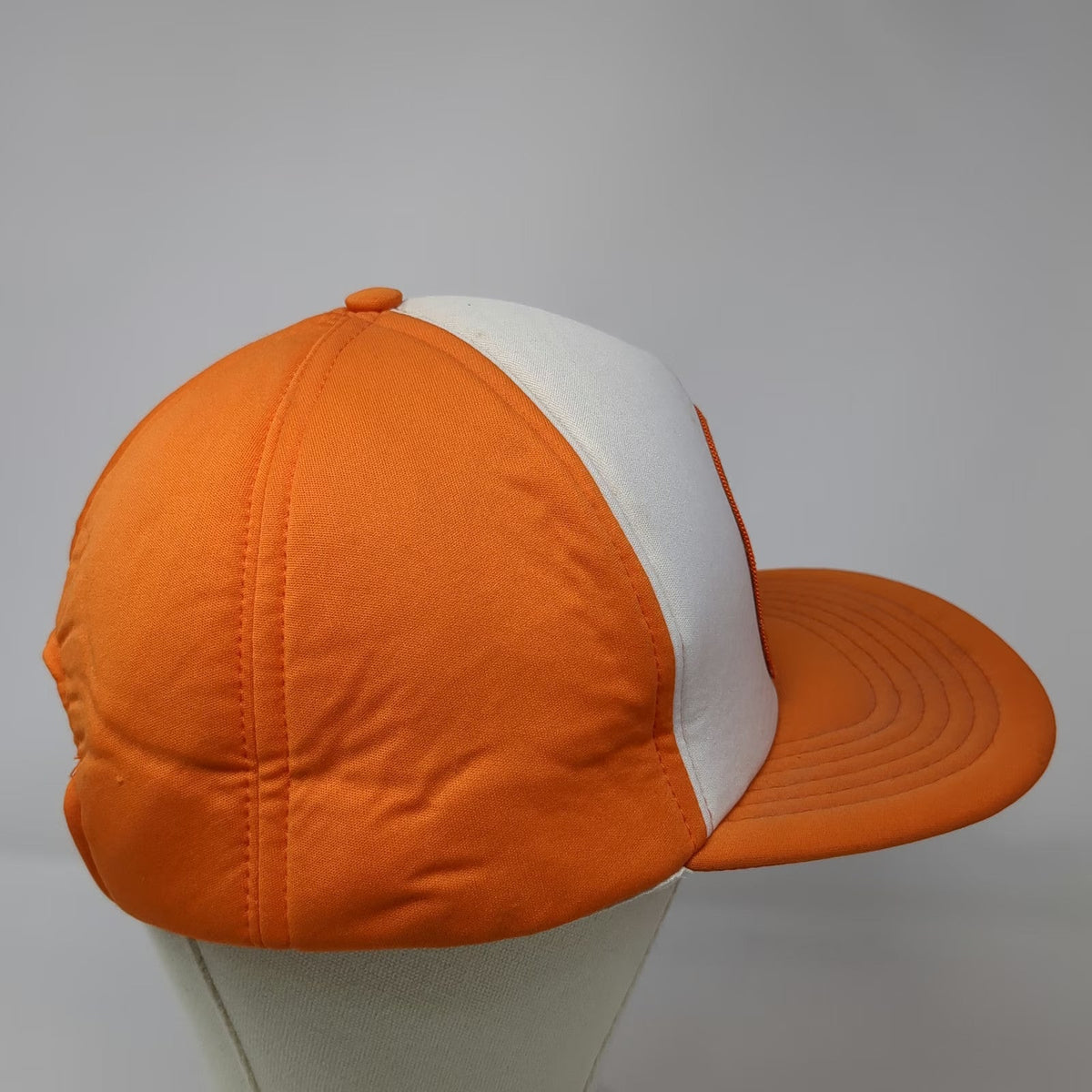 Crown Cap 5 Panel Orange Hat One Size Mesh Back Snapback REACT Patch Logo Taiwan