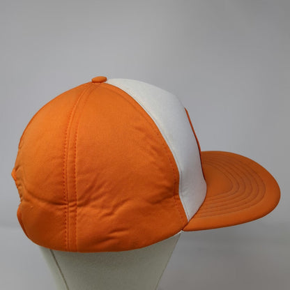 Crown Cap 5 Panel Orange Hat One Size Mesh Back Snapback REACT Patch Logo Taiwan