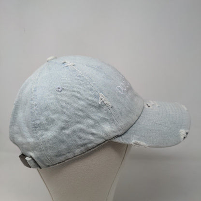 KB Ethos Men's Slideback Hat Blue Embroidered Doctor Bird Logo Distressed