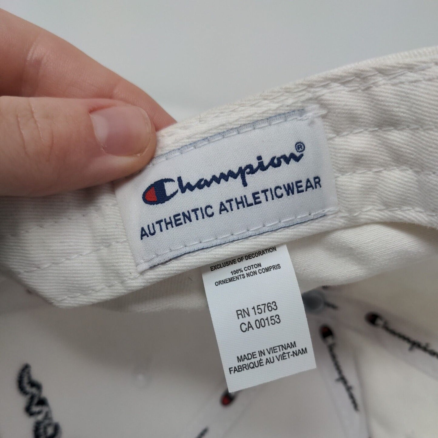 Champion Slideback Hat White OSFM Embroidered Adjustable Leather Strap