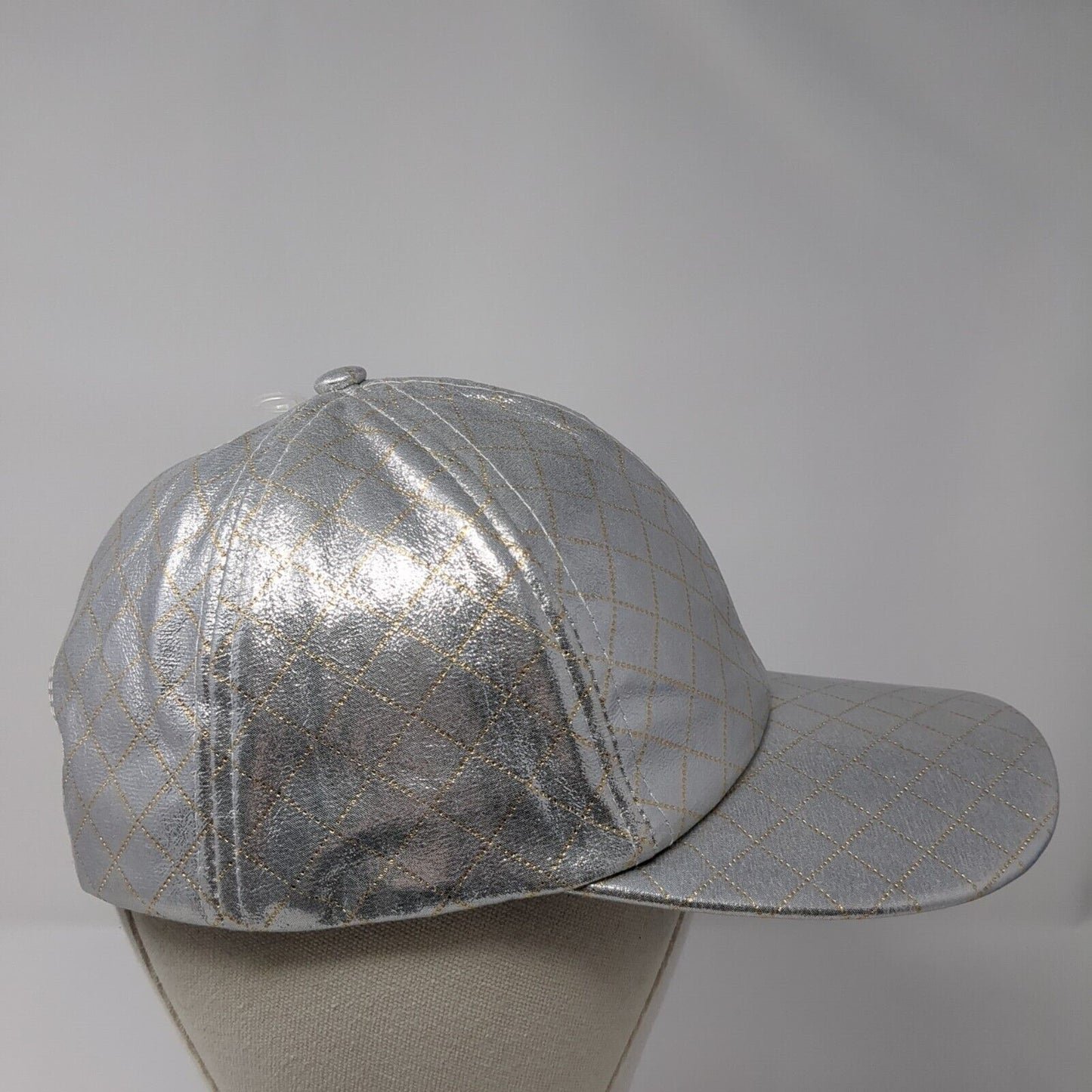 Bongo Snapback Hat Silver One Size Adjustable Metallic Diamond 6 Panel