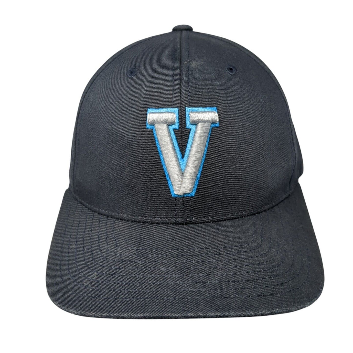 Letter V Strapback Hat Blue One Size Adjustable Solid Pacific Headwear
