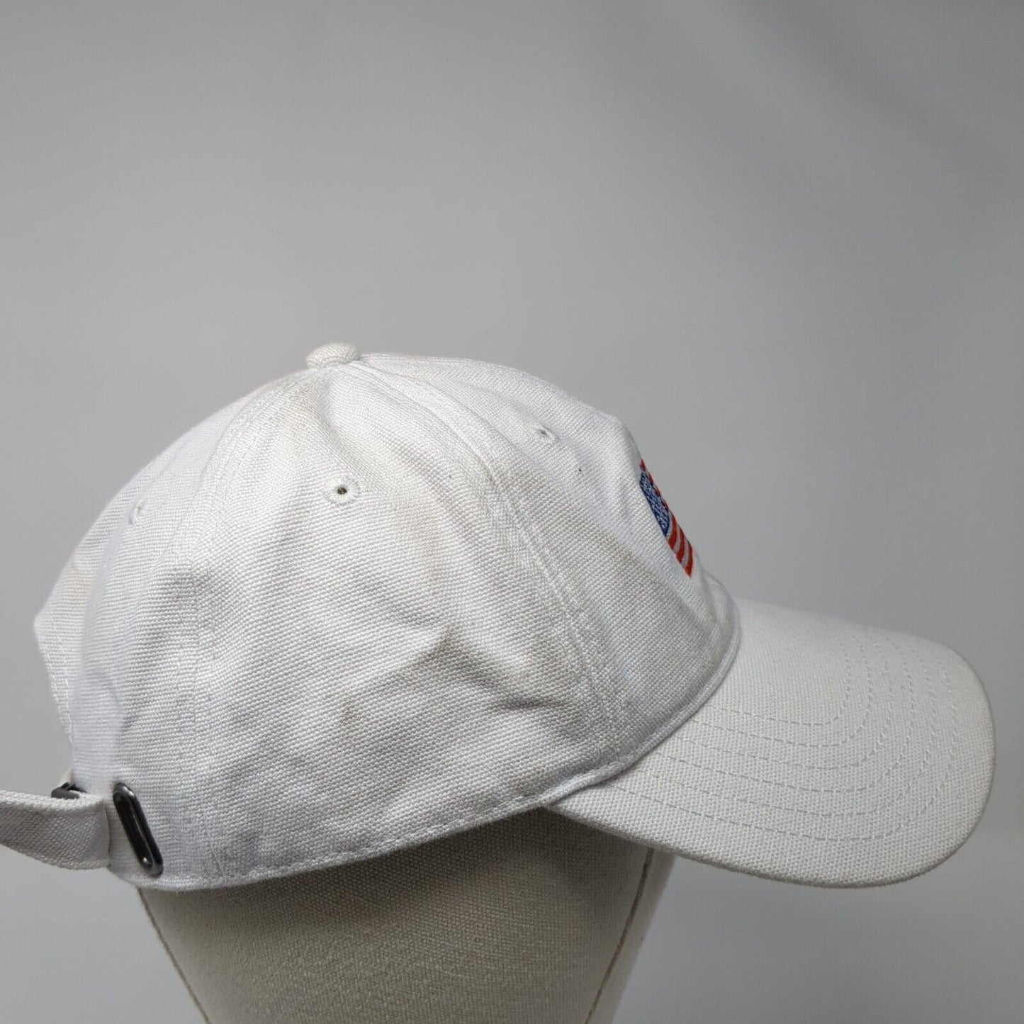 American Flag Slideback Hat White One Size Adjustable Embroidered