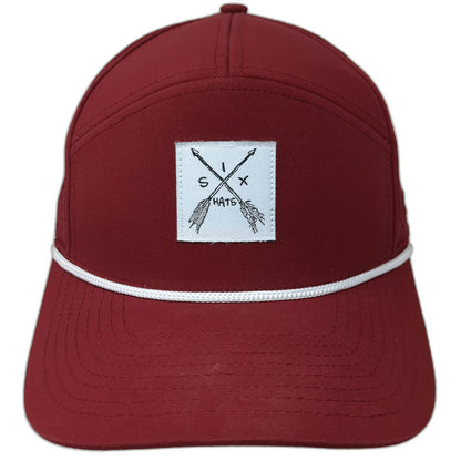 Six Hats Trucker Hat Red One Size Rope Laser Cut Snapback Thirst Project Arrows