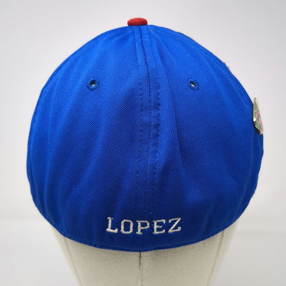 Texas Rangers MLB OC Sports Blue XL Baseball Cap Fitted Hat Lopez Logo Side Pin