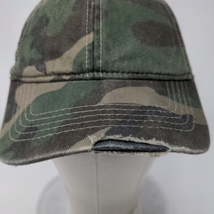 Unbranded Strapback Hat Camouflage OSFA Adjustable Distressed 6 Panel Blank