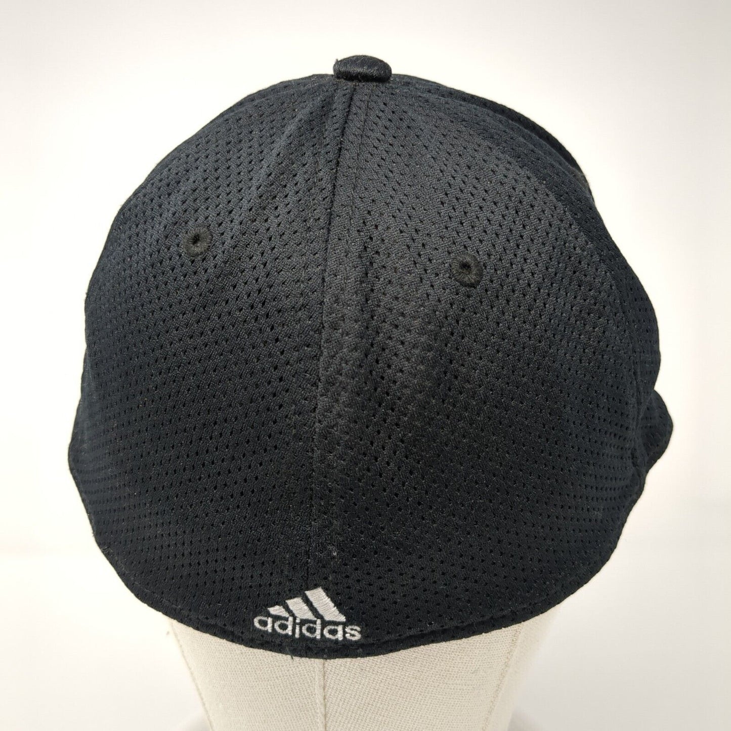Adidas Fitted Hat Black One Size Embroidered Vented Holes Breathable 6 Panel